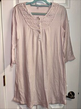 Miss Elaine Lightweight Pink Ruffled Yoke Nightgown